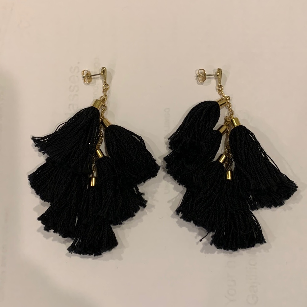 Black tassel earrings, super cute w/jeans or can be dressed up for an ni…